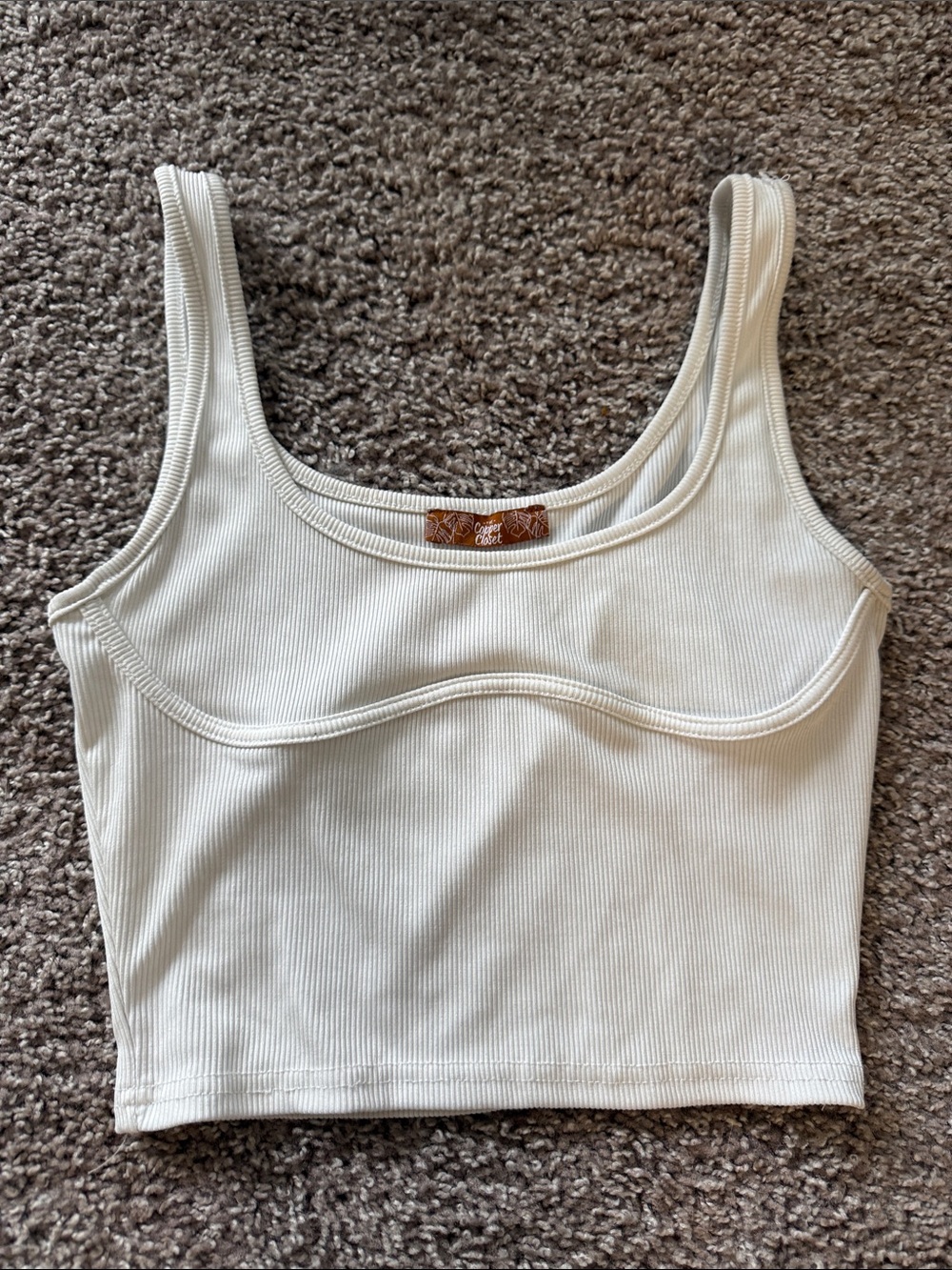 Women’s White Ribbed Crop Tank Top